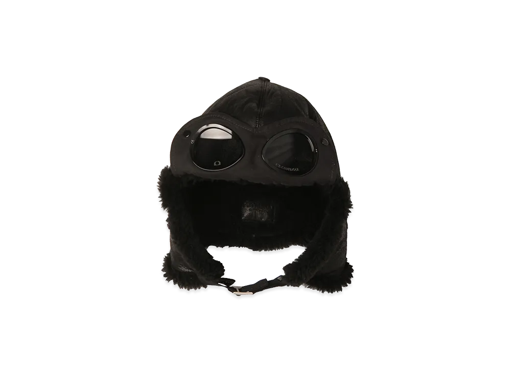 C.P. Company x One Block Down Shearling Goggle Hat "Black"