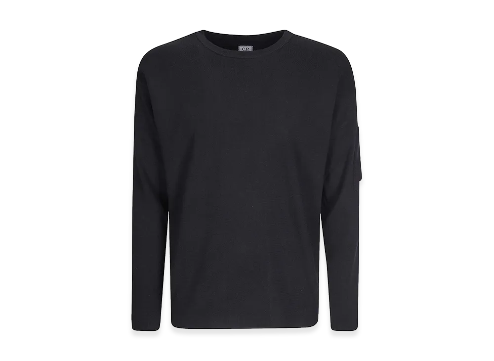 C.P. Company Cotton Sea Island Crewneck Lens Sweater "Black"