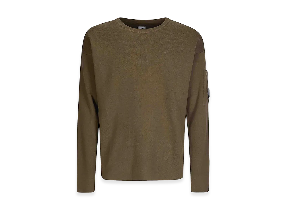 C.P. Company Cotton Sea Island Crewneck Lens Sweater "Green"