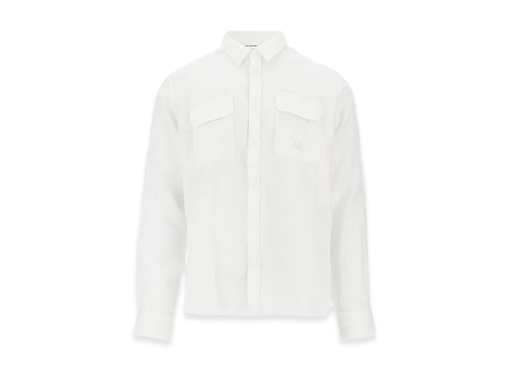 C.P. Company Linen Long-Sleeved Shirt "White"