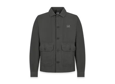 C.P. Company Linen And Cotton Broken Twill Overshirt "Gray"