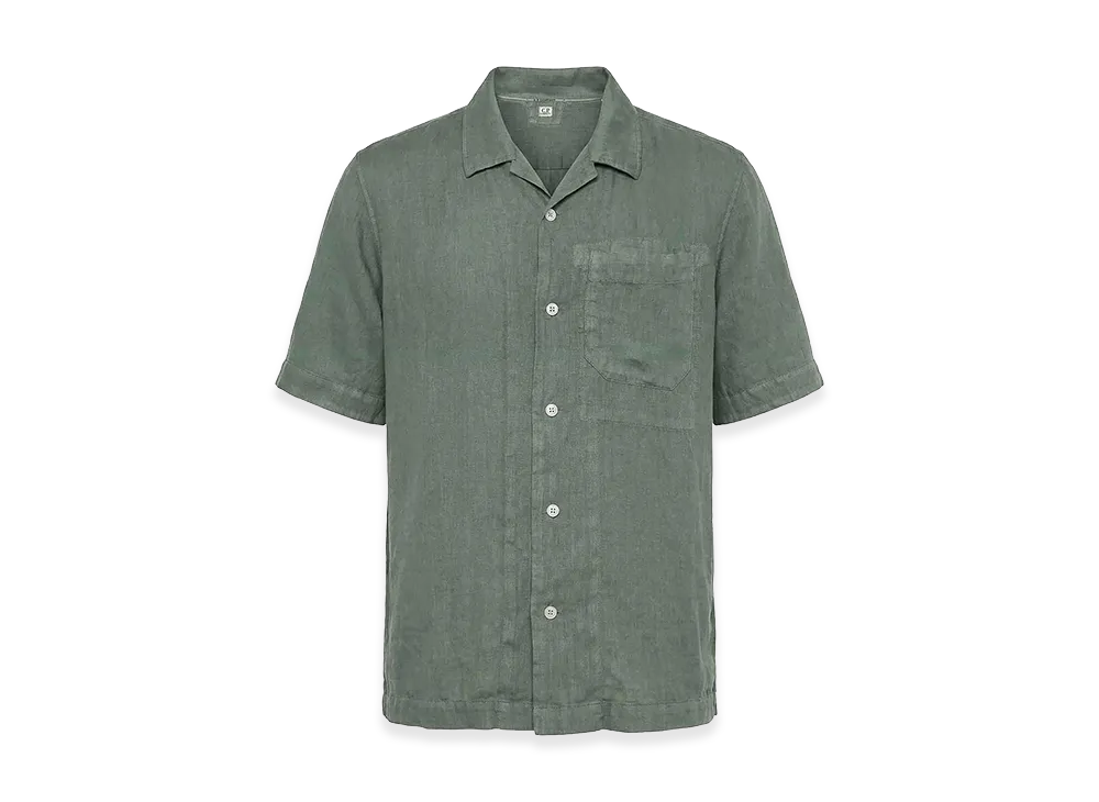 C.P. Company Short-Sleeved Linen Shirt "Green"
