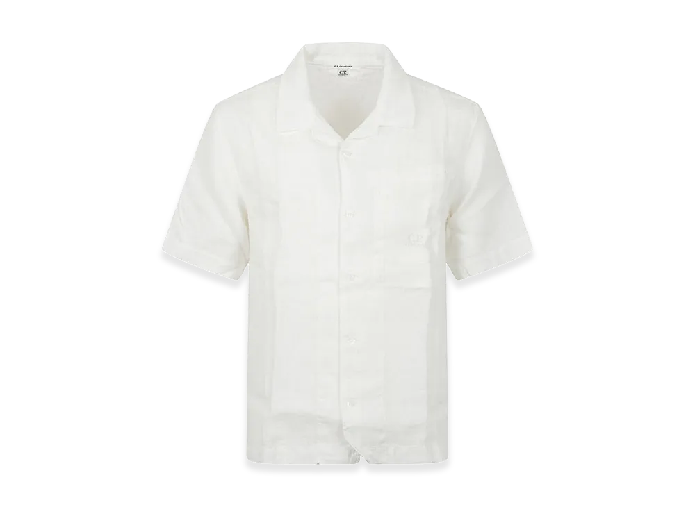 C.P. Company Short-Sleeved Linen Shirt "White"