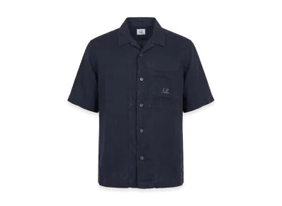 C.P. Company Short-Sleeved Linen Shirt "Blue"