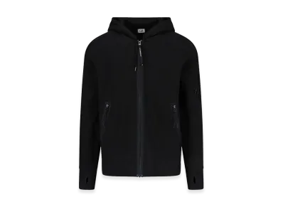 C.P. Company Diagonal Raised Fleece Full Zip Hooded Sweatshirt "Black"
