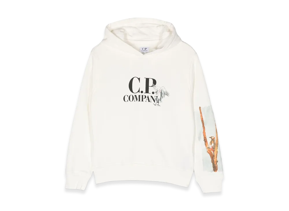 C.P. Company Kids Graphic Logo Hoodie "White"