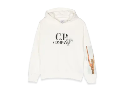 C.P. Company Kids Graphic Logo Hoodie "White"