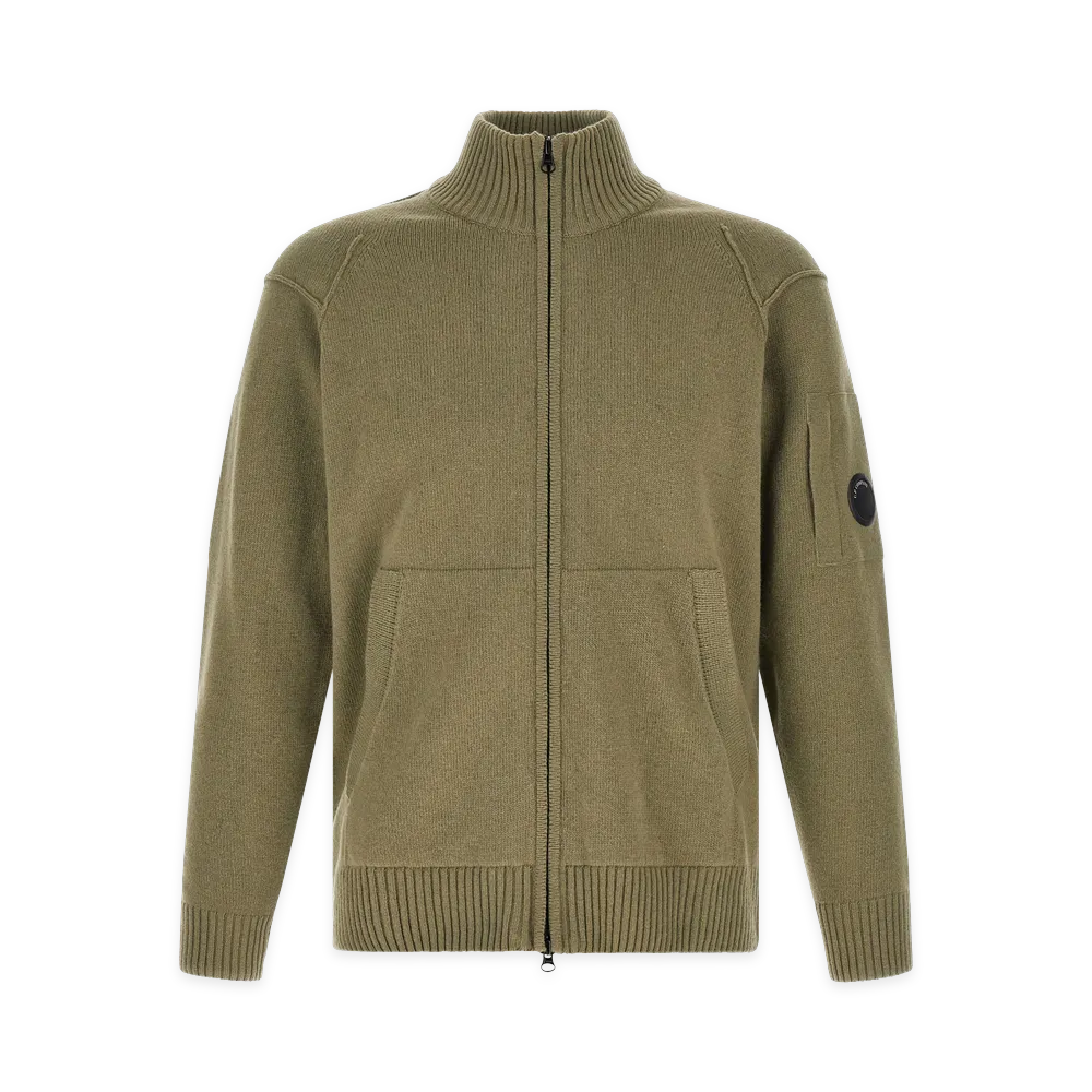 C.P. Company Lambswool Grs Cardigan with Lens Detail "Green"