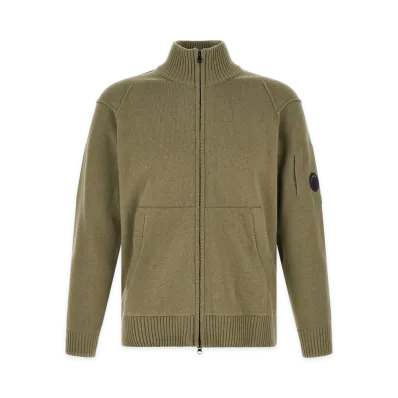 C.P. Company Lambswool Grs Cardigan with Lens Detail "Green"