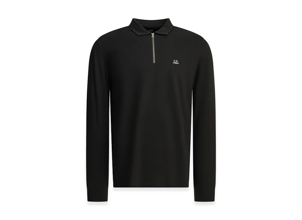 C.P. Company Half-Zip Polo Shirt with Logo "Black"