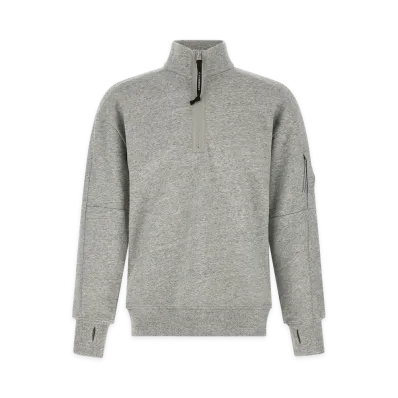 C.P. Company Diagonal Raised Fleece Sweatshirt and Lens Detail "Gray"