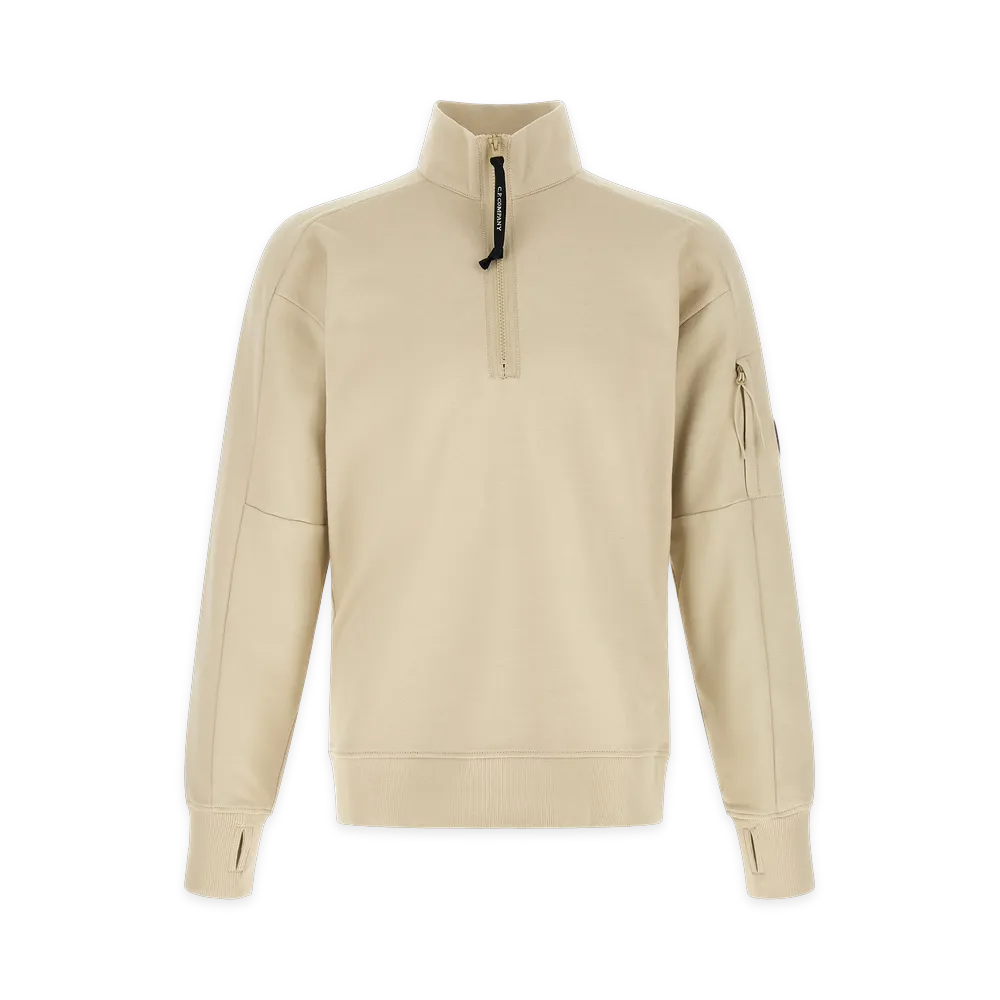 C.P. Company Diagonal Raised Sweatshirt with Lens Detail "Beige"