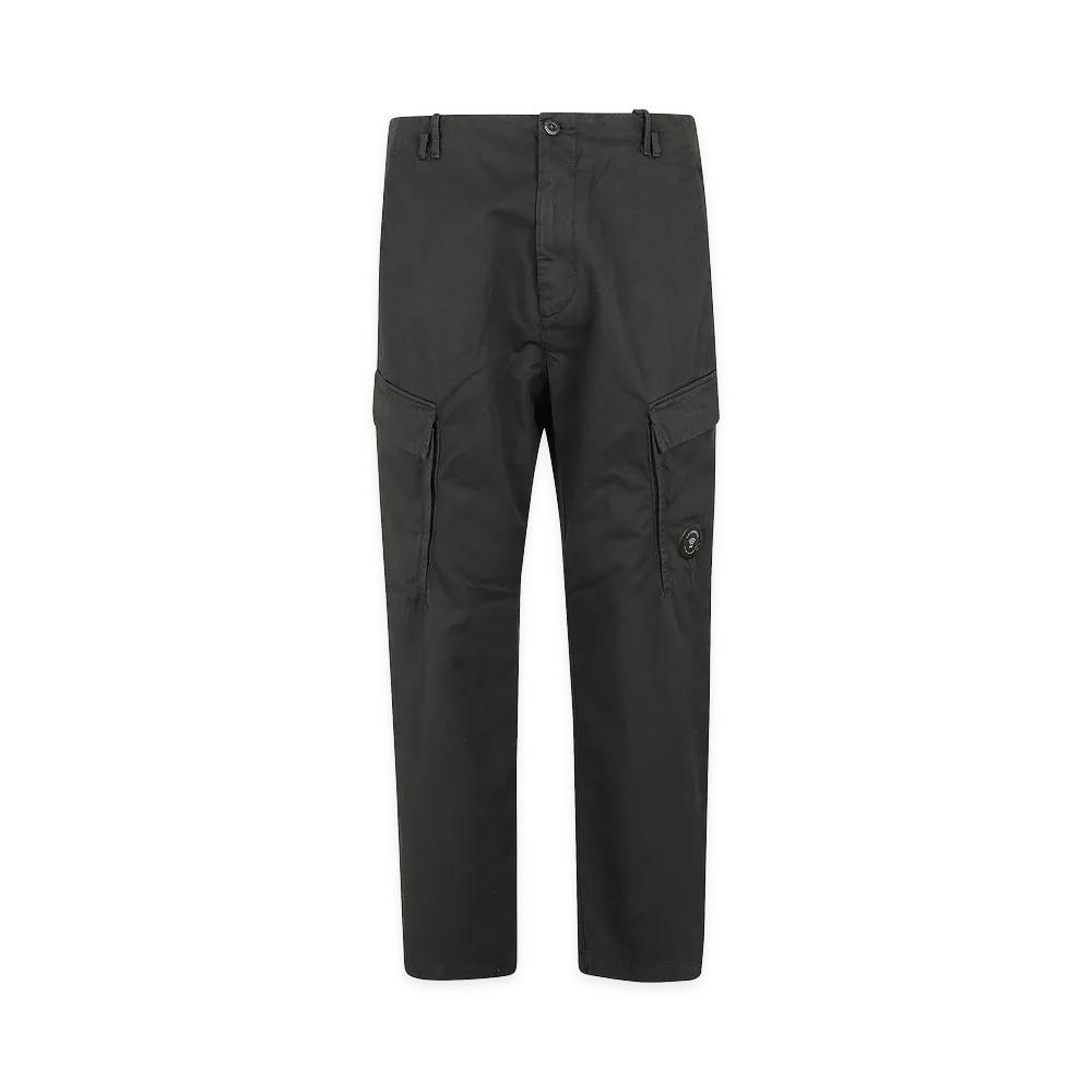 C.P. Company Cotton Gabardine Loose Seamless Cargo Pants "Raven"