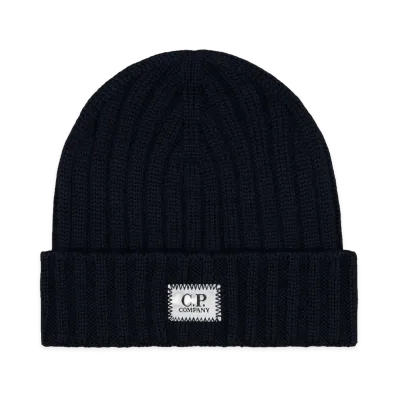 C.P. Company Ribbed Wool Hat "Black"