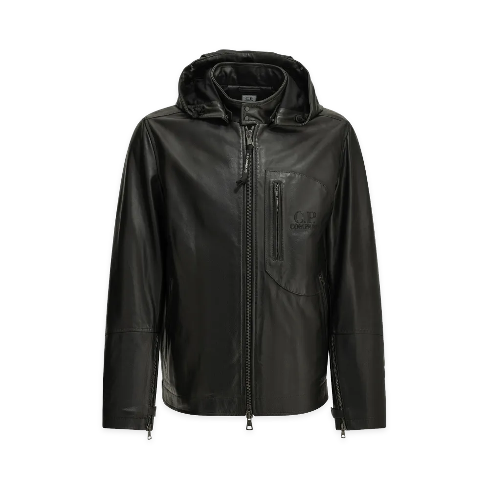 C.P. Company Goggle Leather Jacket "Black"
