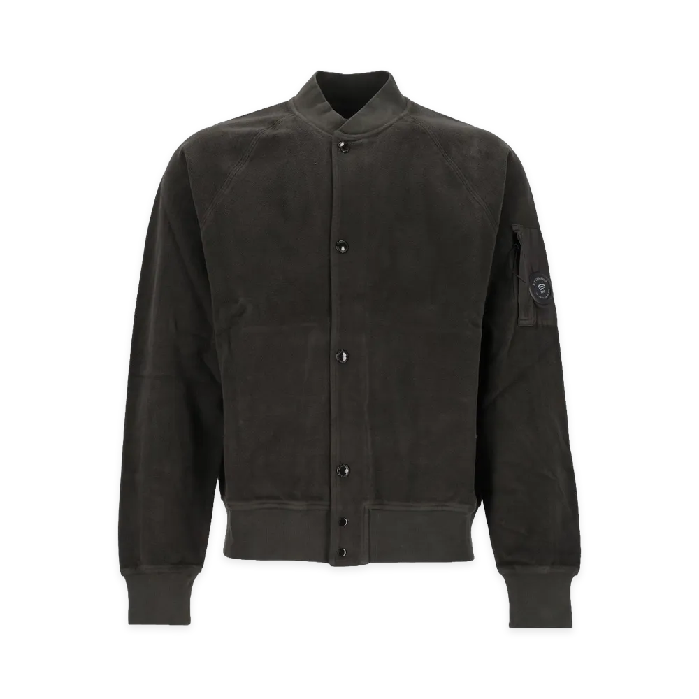 C.P. Company Sweatshirts Open Sweat in Brushed Emerized Diagonal Fleece "Gray"