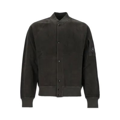 C.P. Company Sweatshirts Open Sweat in Brushed Emerized Diagonal Fleece "Gray"