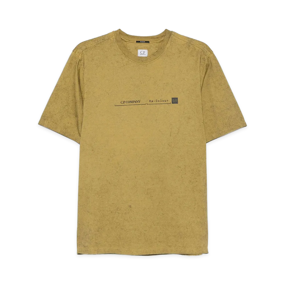 C.P. Company T-Shirt in Jersey Mercerizzato Con Logo Stampato "Khaki"