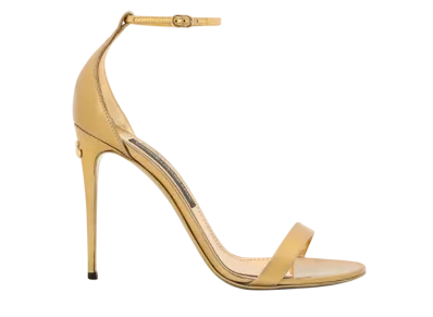 DOLCE&GABBANA Mirrored-Effect Calfskin Sandals "Gold"