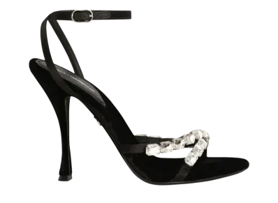 DOLCE&GABBANA Satin Sandals With Gemstone Embellishment "Black"