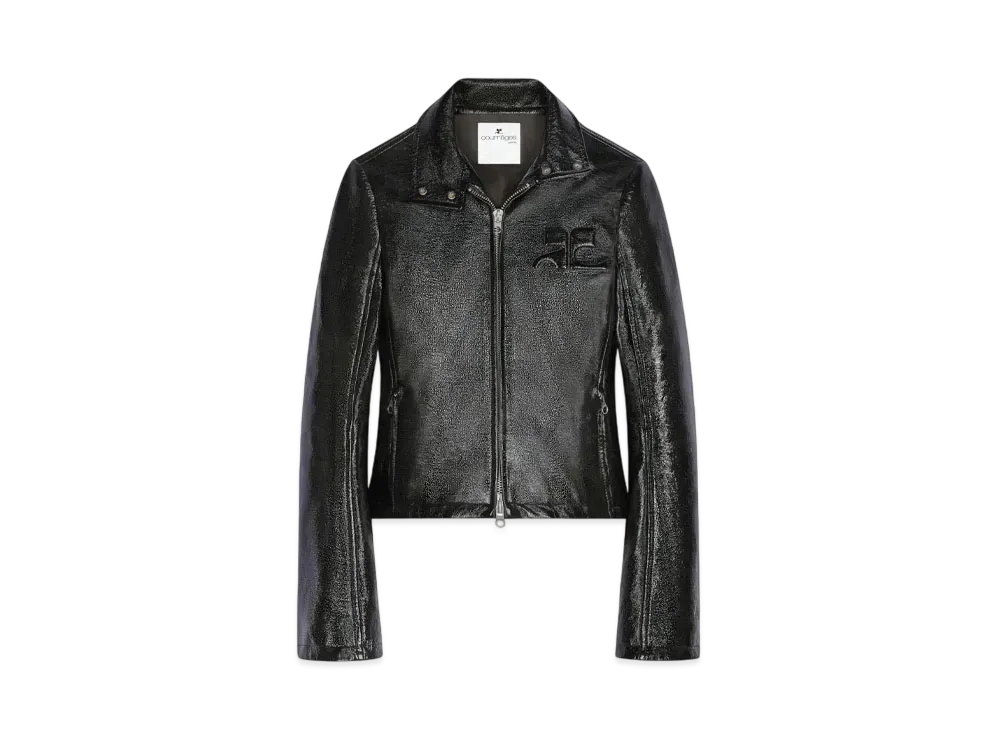 Courreges Zipped Vinyl Jacket "Black"