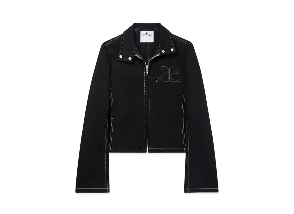 Courreges Iconic Topstitched Denim Jacket "Black/Heritage White"