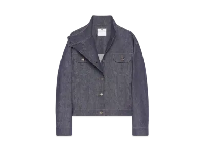 Courreges Oversized Motorcycle Denim Jacket "Dark Hether Grey"