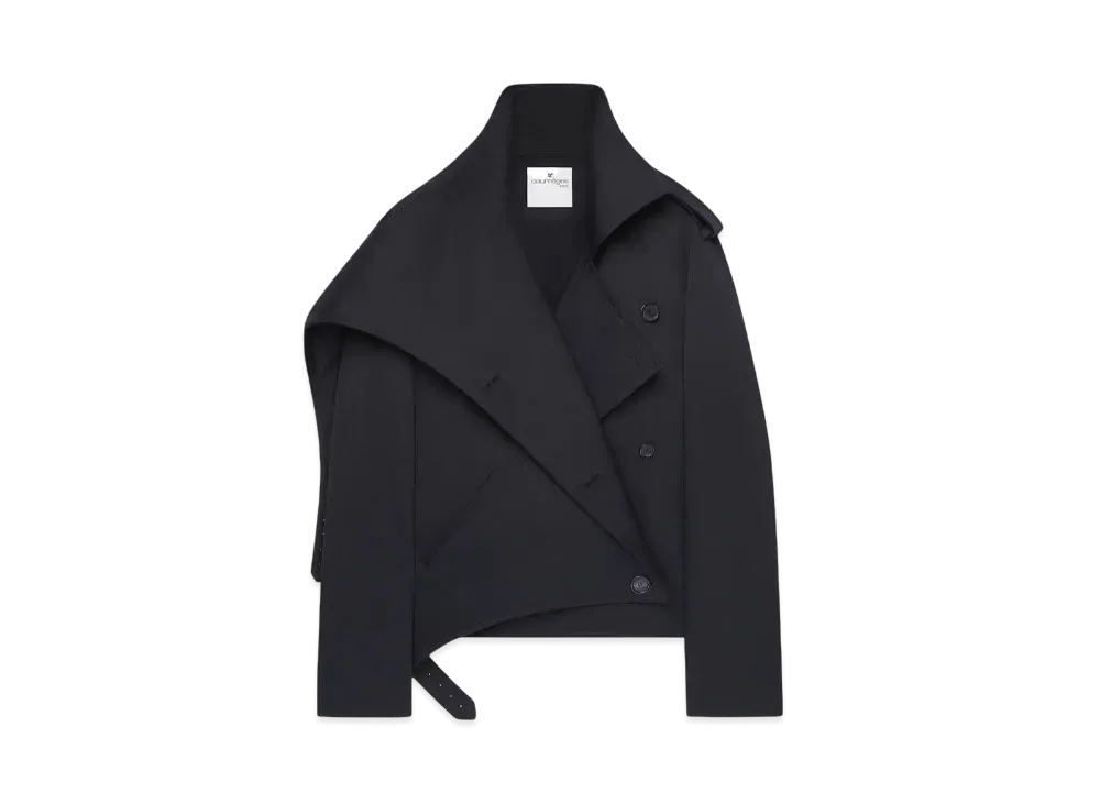 Courreges Short Oblique Trench Coat "Black"