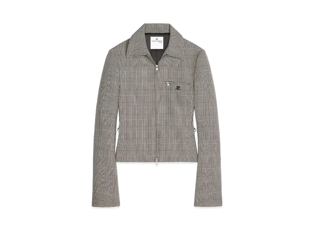 Courreges Zipped Prince Of Wales Jacket "Sand/Mud Brown"