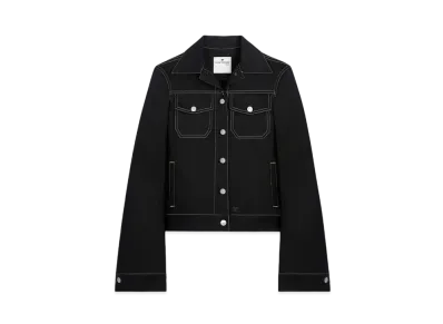 Courreges Topstitched Denim Trucker Jacket "Black/Heritage White"