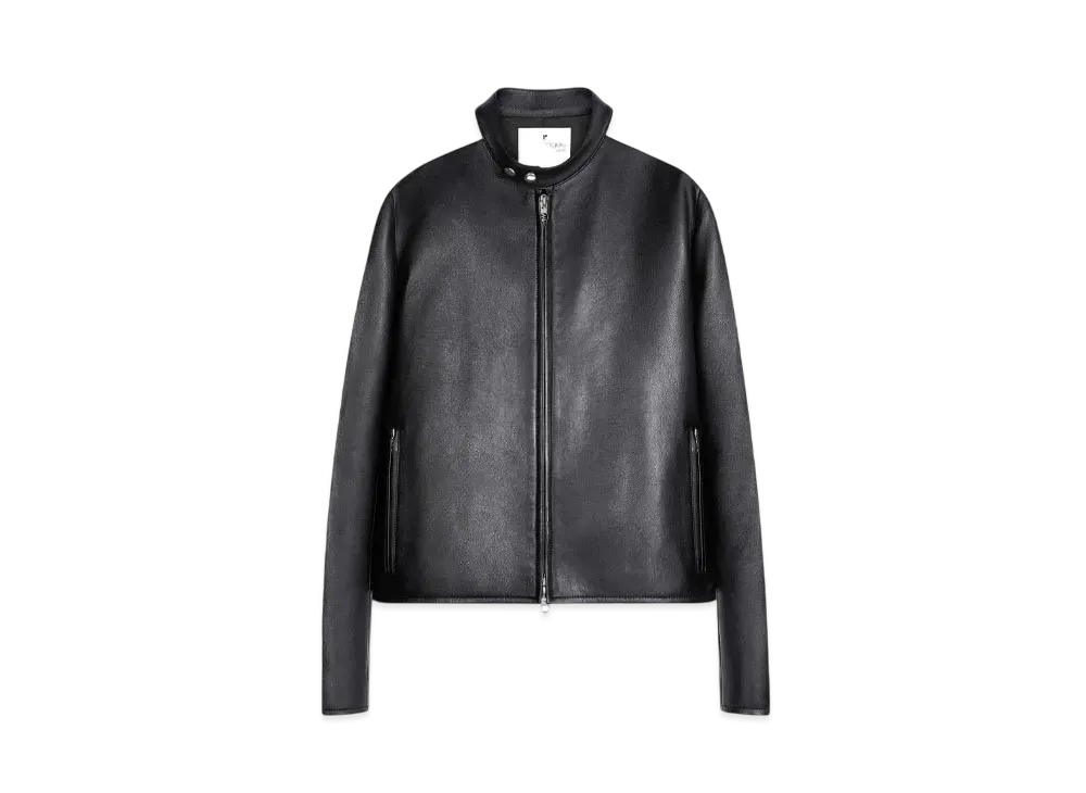 Courreges Contrast Biker Leather Jacket "Black"