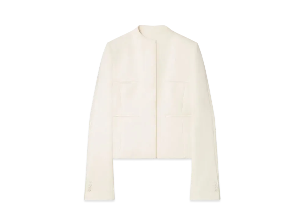 Courreges Officer Collar Heritage Crepe Tailored Jacket "Natural Beige"