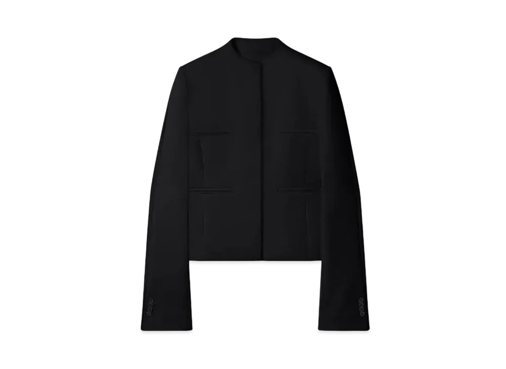 Courreges Officer Collar Heritage Crepe Tailored Jacket "Black"