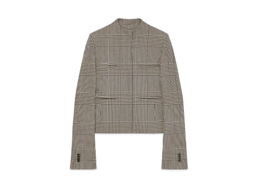 Courreges Officer Collar Heritage Prince Of Wales Jacket "Sand/Mud Brown"