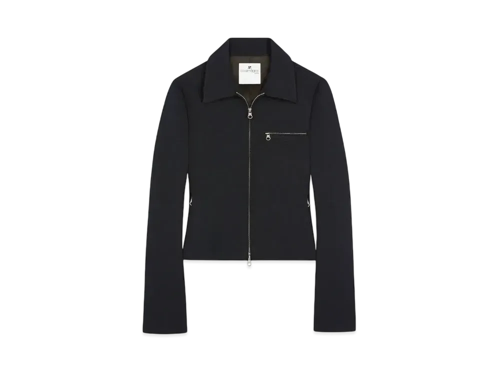 Courreges Zipped Twill Jacket "Black"