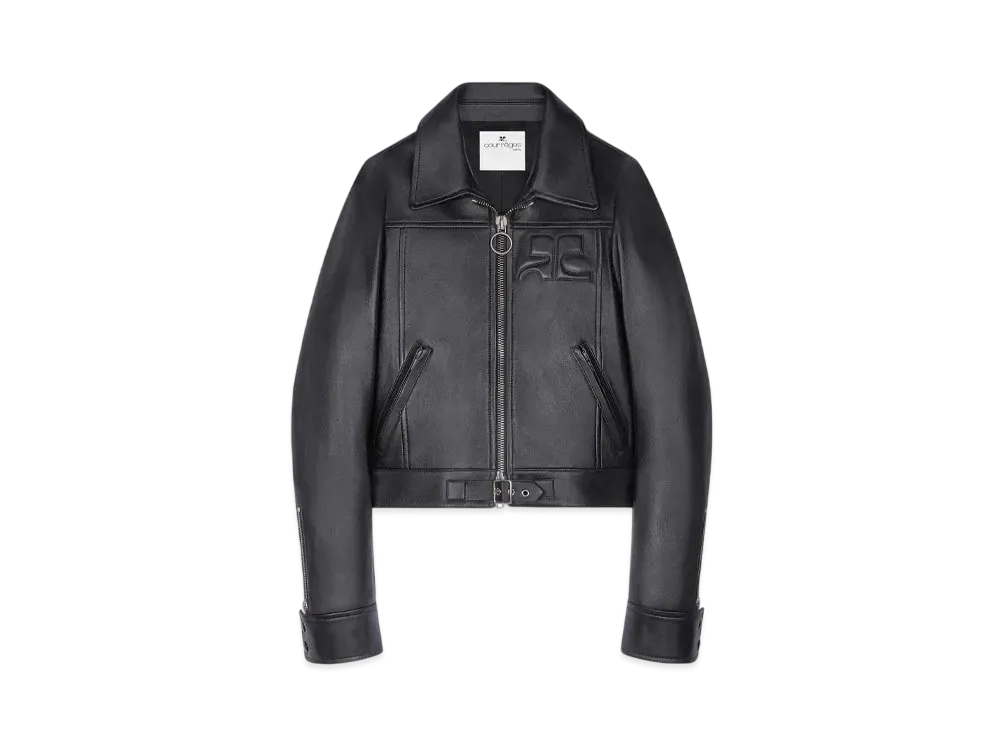 Courreges Zipped Iconic Leather Jacket "Black"