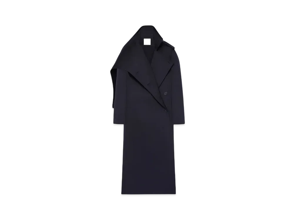 Courreges Long Oblique Trench Coat "Black"
