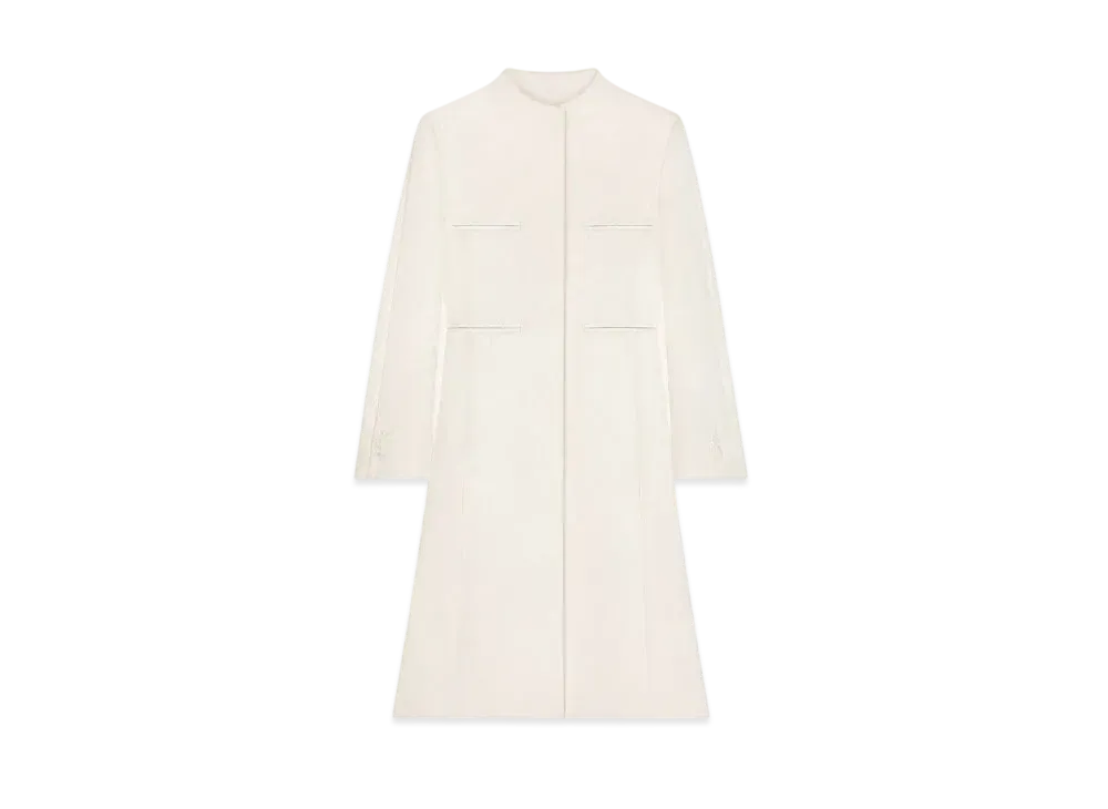 Courreges Officer Collar Heritage Crepe Coat "Natural Beige"
