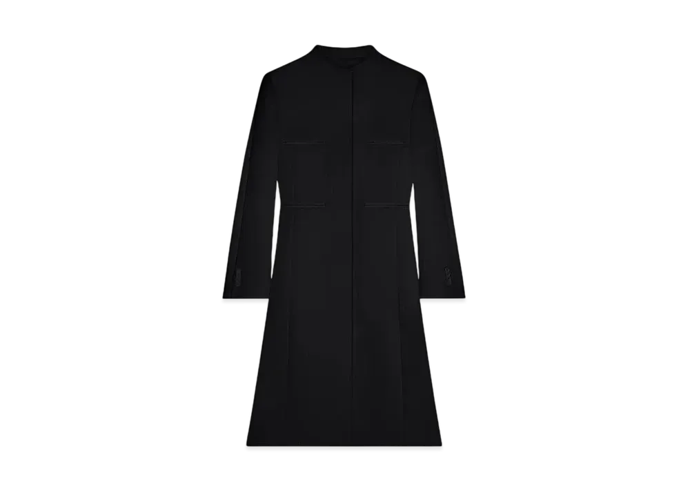 Courreges Officer Collar Heritage Crepe Coat "Black"