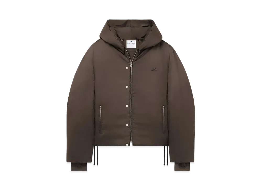 Courreges Hooded Puffer Jacket "Coffee"
