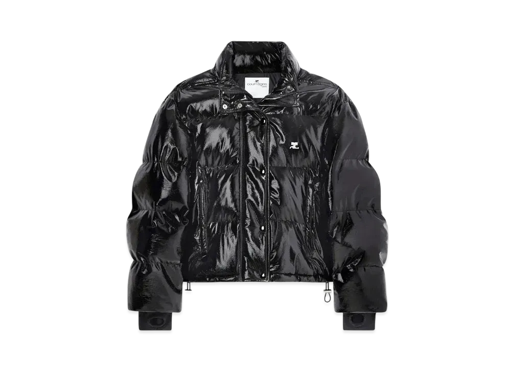 Courreges Cropped Vinyl Puffer Jacket "Black"