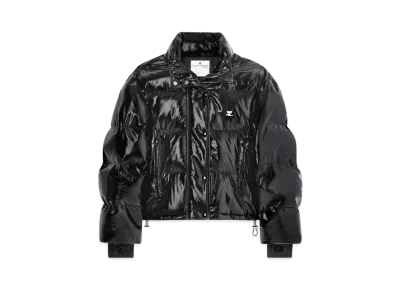 Courreges Cropped Vinyl Puffer Jacket "Black"