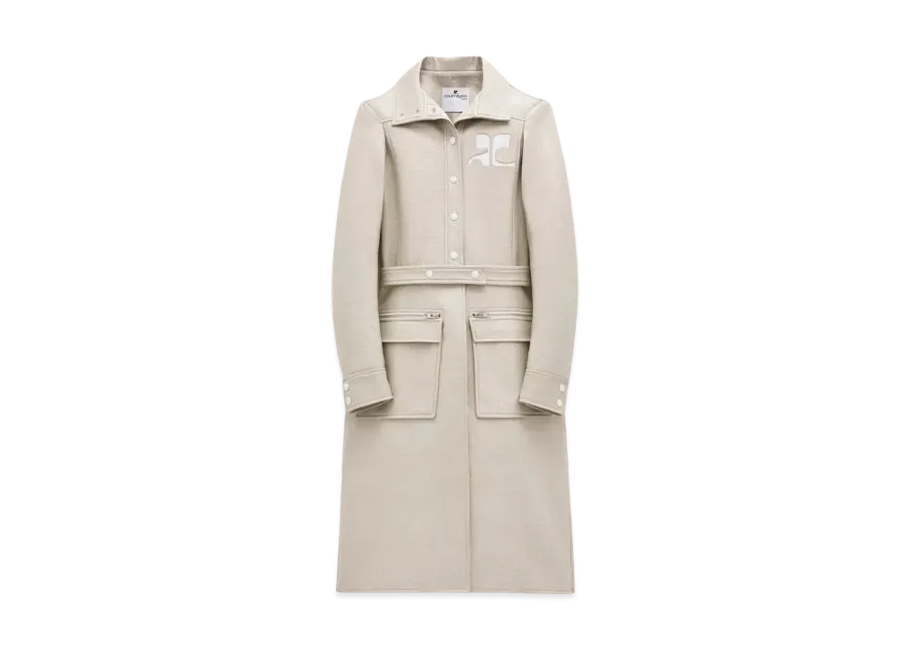 Courreges Reedition Vinyl Trench Coat "Mastic Grey"