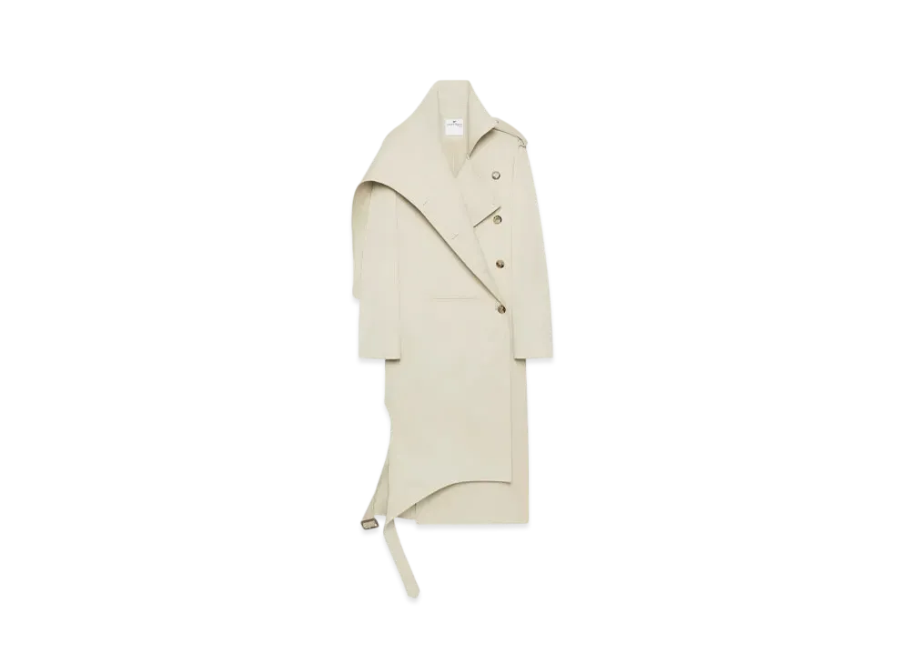 Courreges Long Oblique Trench Coat "Hemp"