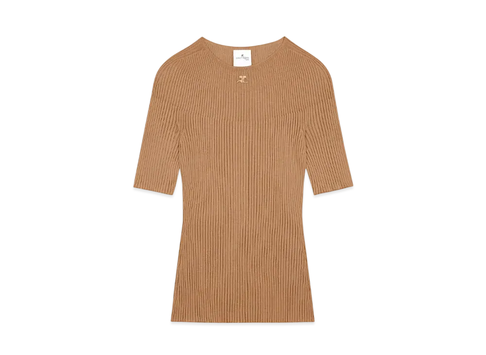 Courreges Solar Light Rib Sweater "Toffee"