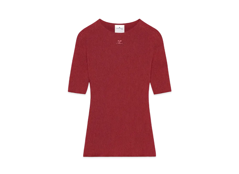 Courreges Solar Light Rib Sweater "Grenat"