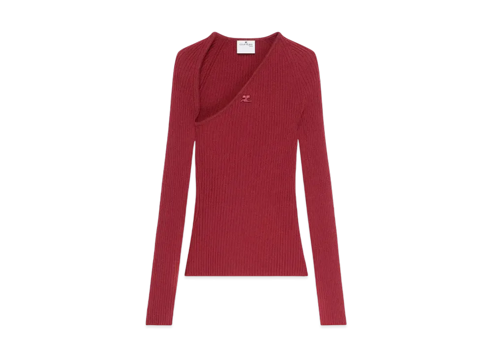 Courreges Slash Rib Knit Top "Grenat"