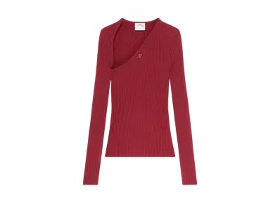 Courreges Slash Rib Knit Top "Grenat"