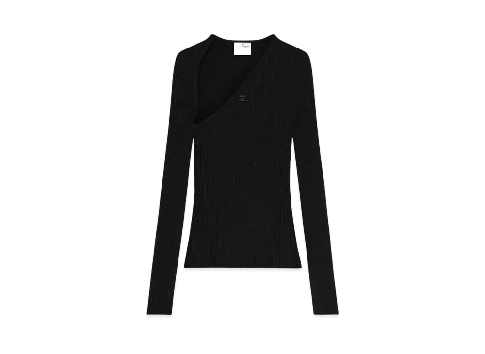 Courreges Slash Rib Knit Top "Black"