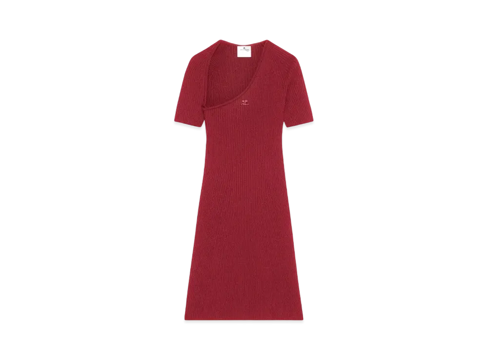 Courreges Mini Slash Rib Knit Dress "Grenat"